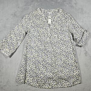 Gap Pintuck Blouse Womens Small Roll Tab Sleeve Berries Sheer Feminine Career